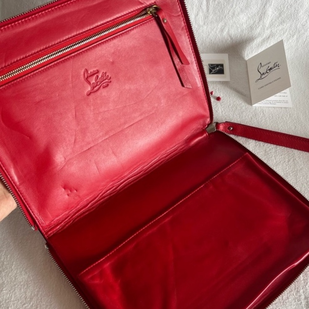 Christian Louboutin Red patent cris spiked leather Pouch for I pad or much more! - Picture 10 of 14